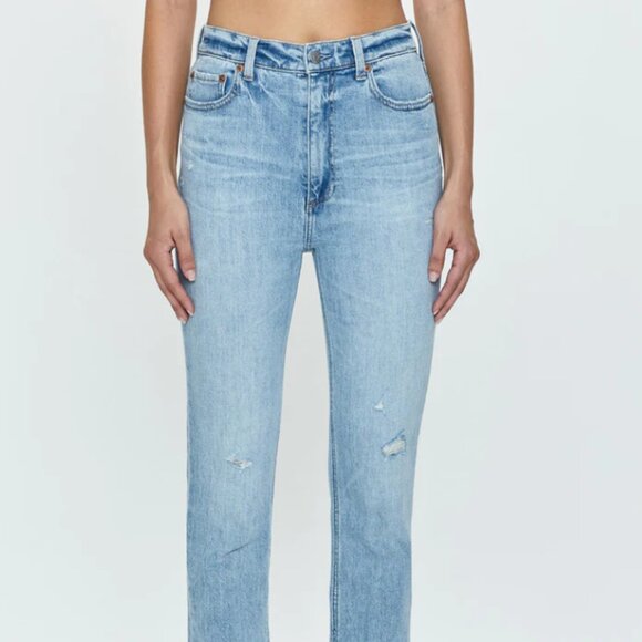 Pistola Colleen Tower High Rise Modern Slim Raw Split Hem Denim Jeans - Picture 2 of 10